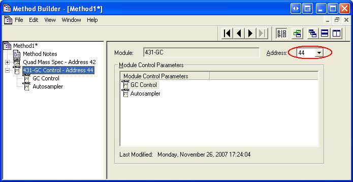 431-GC Methods 431-GC Windows Click the 431-GC in Method Builder to display the Module Control Parameters.