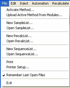 The SampleList window for the open SampleList contains fields specific for the