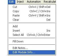 Edit Menu Click Edit and select Edit Module Info.