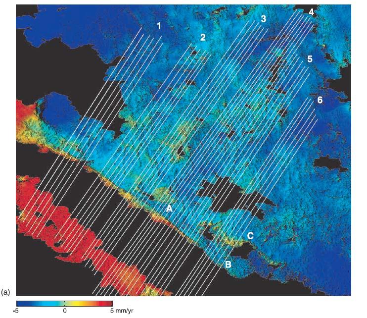 Crustal deformation Creep InSAR measurements of the southern Salton Trough area show: 12-18 mm/yr creep along