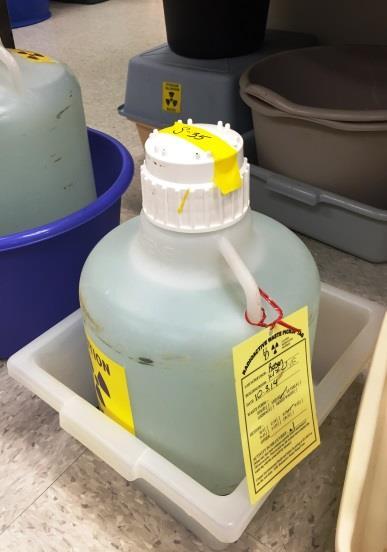 Disposal of Radioactive Materials Radioactive materials, items contaminated with radioactive materials, and items labeled as radioactive may not be placed in the standard trash receptacle.