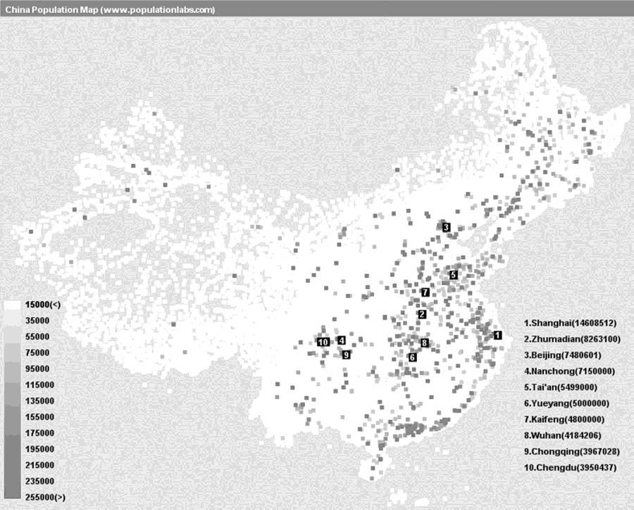 The vast majority of China s people live in urban areas in the east with many cities located along rivers and in
