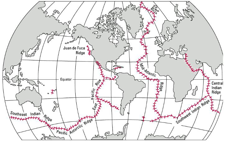 As he continued to study and map the ocean floor he discovered mountainous terrain about halfway between continents in the Atlantic Ocean. This would later become known as a mid ocean ridge.