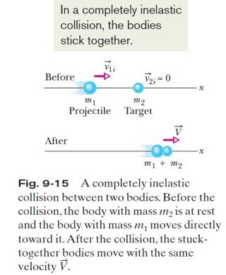 9.9: Inelastic collisions in One Dimension Momentum is conserved (always): But energy is not: 1 2 m 1v1i 2 + 1 2 m 2v2i 2 = 1 2 m