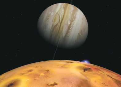 Moons can be as interesting as the planets themselves, especially Jupiter s 4 large Galilean moons (first seen by Galileo) Io (shown here): active volcanoes all