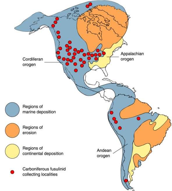 Major land and sea regions in North and South America during the