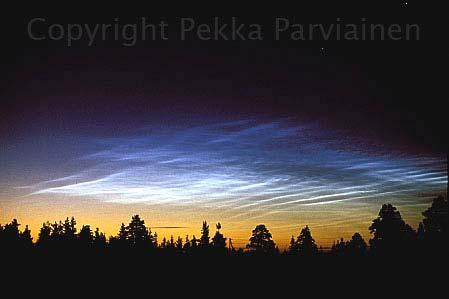 Noctilucent clouds Similar to nacreous clouds, but form even higher in altitude.