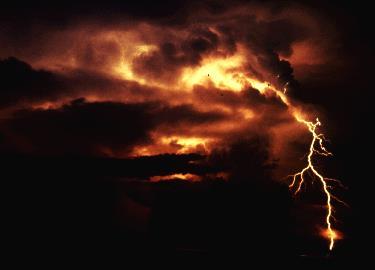 Lightning Movement of air inside a storm cloud causes parts of the cloud to become oppositely charged.