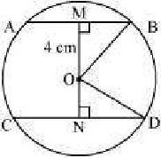 From equation (), cm. Therefore, the radius of the circle is Question 3: The lengths of two parallel chords of a circle are 6 cm and 8 cm.