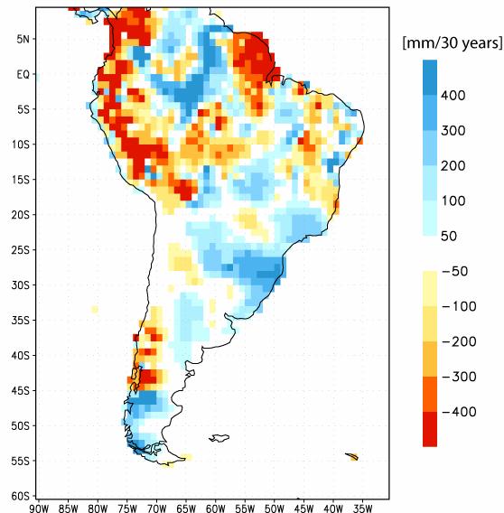 Observed trends: Precipitation 1970 2000 Semiarid climate MAP 30-500 mm (IA)/MAP 0.3 0.