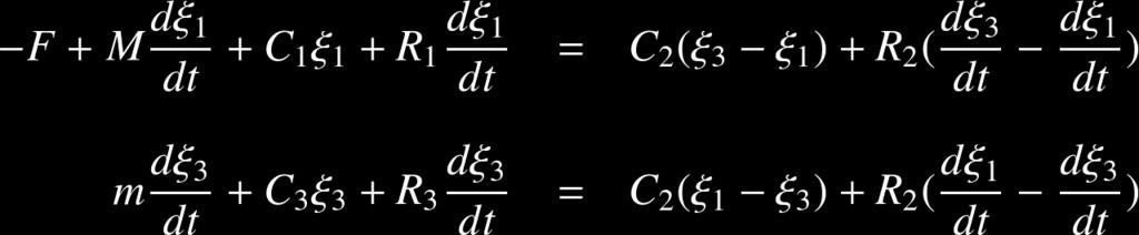 each mass. This bring us to the following system of equations: where and are the respective displacements of the masses and.