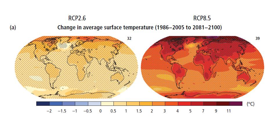 IPCC, 2014: Climate Change 2014: Synthesis Report Change in average surface temperature based on multi-model mean