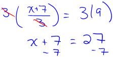 Simplify the equation. Divide both sides by 3. What property? Simplify the equation.