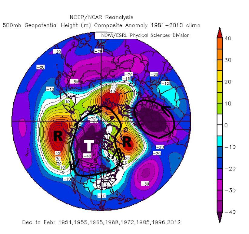 WEAK LA NINA LASTS THROUGH THE WINTER Now let's take a look at what happens if the weak La Nina event stays on through the heart of the winter.