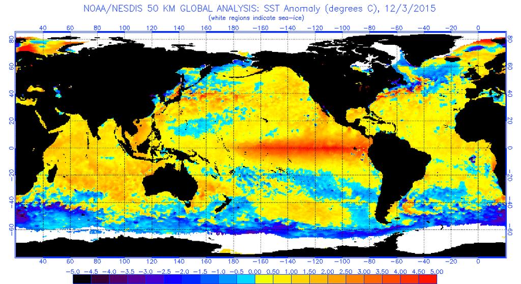 Weather patterns winter 2015/2016 strongest El Nino signal