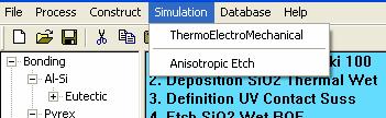 3 Thermo electro mechanical (TEM) Analysis 3.1 Exporting to the TEM module You can start the simulation by exporting the fabrication sequence into the ThermoElectroMechanical module.