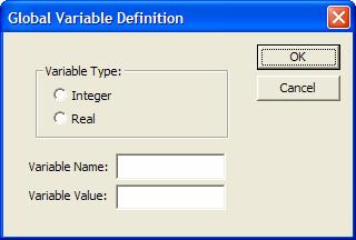 Define the value and the variable name Click OK Close Bsim