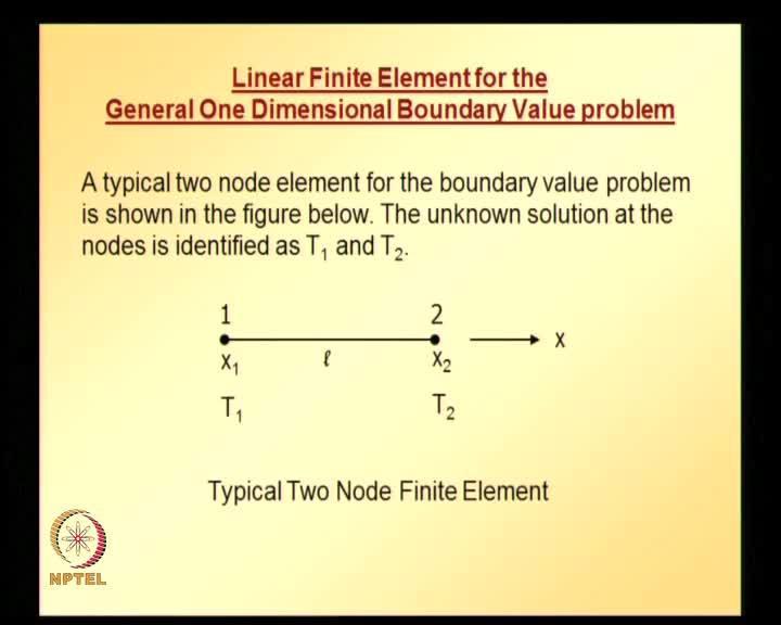So, using this functional and equations for a two node linear finite element, if a two node linear finite element is chosen for discretization, using that equations for two node finite element, a