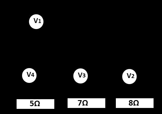 7.3 Consider the following circuit. When the switch is closed, voltmeter V 1 reads 4V, V 2 reads 1.6 V and voltmeter V 4 reads 1.0 V. 7.3.1 Find the effective resistance of the combination of the three resistors.