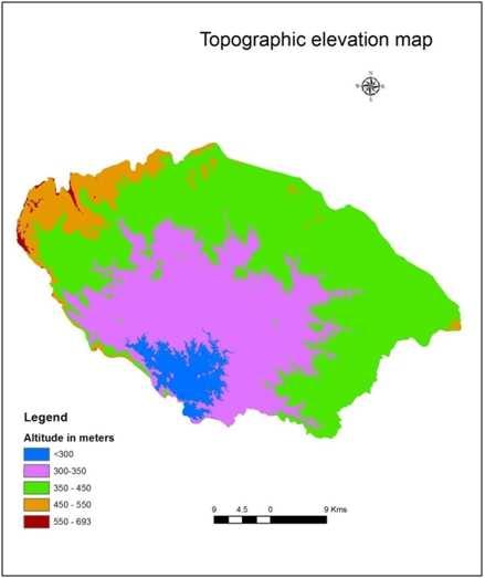 Morphometric Analysis of Sub-Basins in Jaisamand Catchment Using Geographical Information System 199 Figure 5: Topographic Elevation Map of Study Area CONCLUSIONS The present study demonstrates the