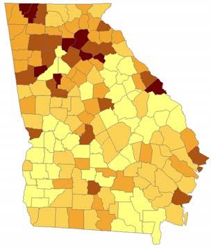 FIPS column. What does it show? How many counties in Georgia? Are there any attribute fields for income data? 4. Let s symbolize the map to show number of mobile homes.