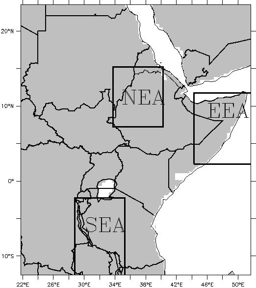 Figures Figure 1: Map of the study area (GHA), with three subregions represented by boxes northern part of Eastern Africa