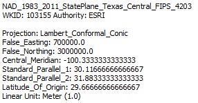 Page 2 of 6 Here are the parameters of the State Plane Coordinate system of Texas, Central