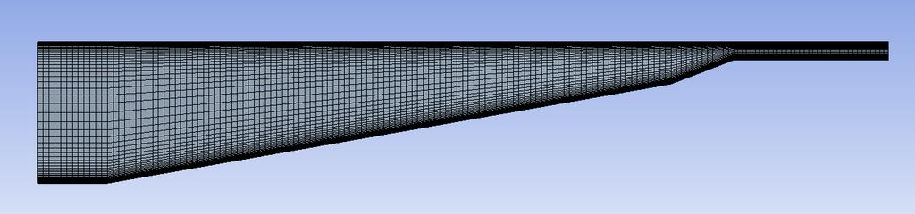 Fig. 11: Scramjet Inlet Grid within the inlet channel for proper resolution of the shock/boundary layer interactions and dissociation.