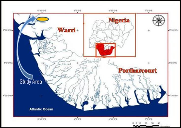 Figure 1: Map of Niger Delta Showing Study Area. Insert is a map of Nigeria indicating Niger Delta Area.