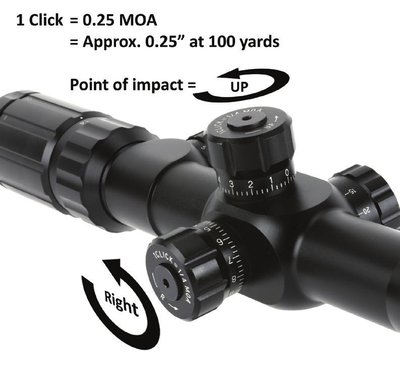 Adjusting Point of Impact When sighting in your rifle, we recommend shooting from a supported position with a bipod or sandbags.