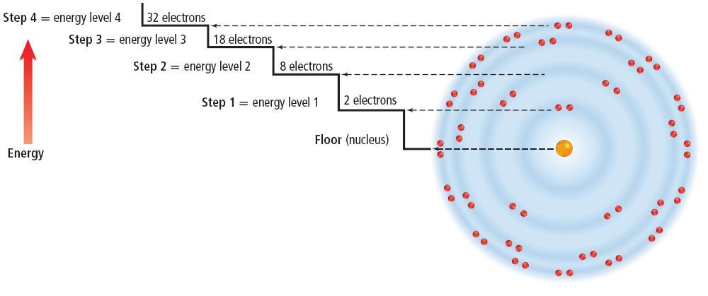 Energy levels The maximum number of electrons that can be contained in each of the first