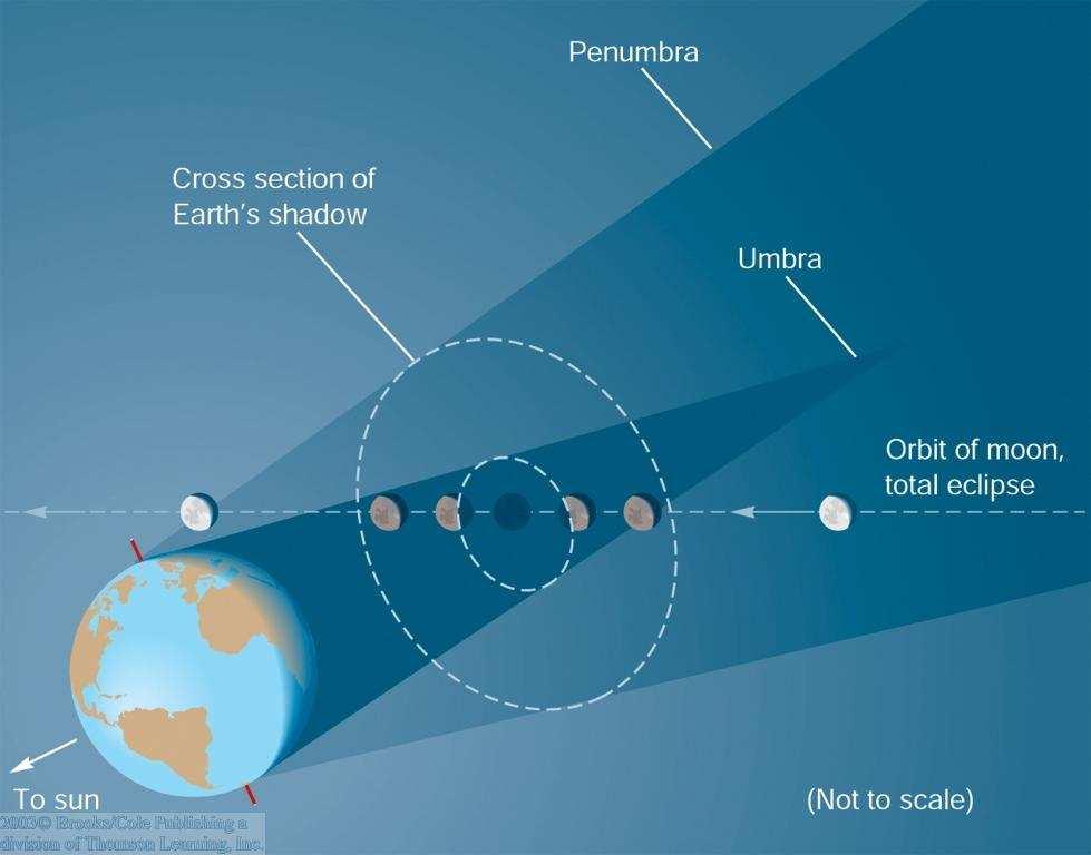 Latin for complete shadow and partial shadow Occur roughly twice a year, and last for about an hour or two. Can be seen by anyone experiencing night during the lunar eclipse. http://www.mreclipse.