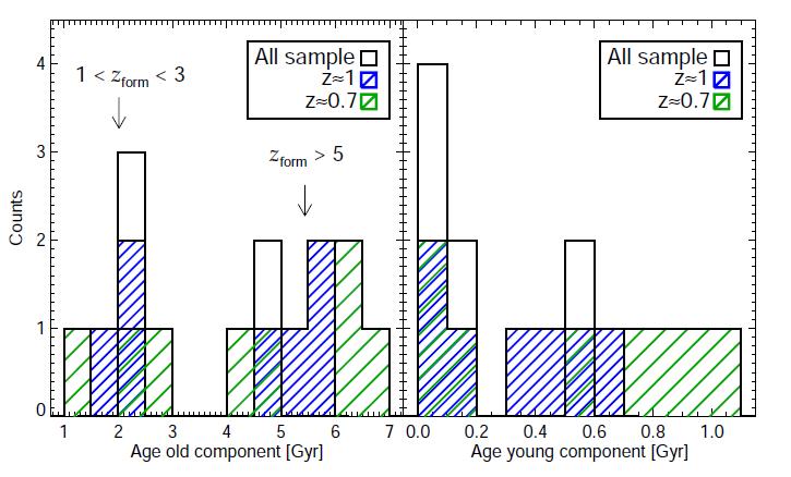 Components age distributions OLD YOUNG < 1 Gyr Mean age