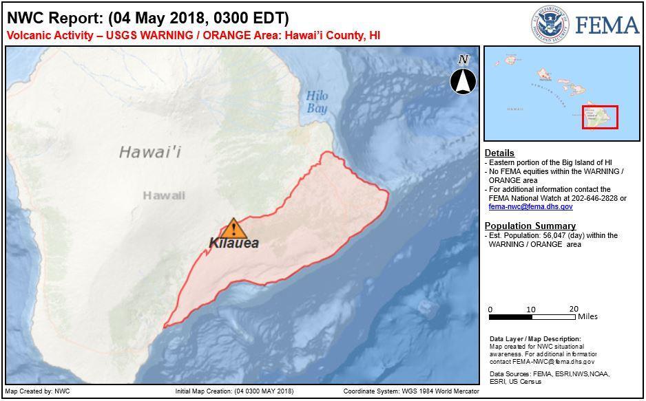 Kīlauea Eruption Hawai i County, HI Situation Volcanic & seismic activity continues to increase in the Puna area. Threats include lava flow, steam, ash clouds, earthquakes, landslides, & fire.