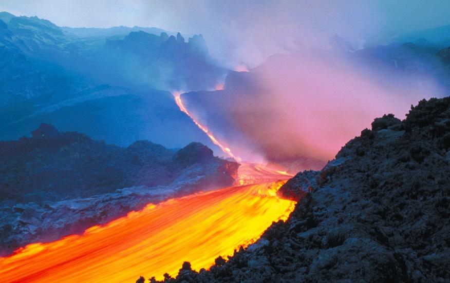 ! Eruptions are unpredictable, dangerous. " Build large mountains " Blow mountains to bits!