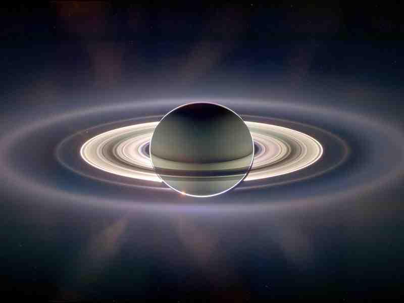 Saturn Eclipses the Sun 47 The Makeup of Saturn s Rings! Saturn s rings are not solid, but instead are made up of numerous small particles! most are the size of dust particles up to a few cm in size!