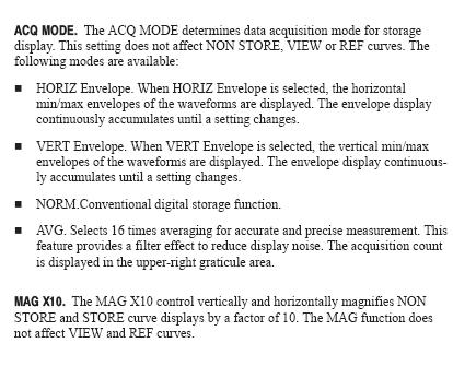 Acquisition Modes Taken from Tektronix User Manual 370B Programmable Curve