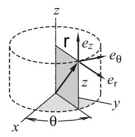 Velocity an acceleration follow from the time erivatives: ~v =ṙ ~e r + r ~e +ż ~e z (21) ~a =( r r 2 ) ~e r +(r +2ṙ ) ~e + z ~e z (22) 5.