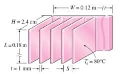 The modified Rayleigh number for uniform heat flux on both plates is expressed as EXAMPLE 3 : Optimum Fin Spacing of a Heat Sink A 12-cm-wide and 18-cm-high vertical hot surface in 30 C air is to be