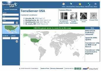 TerraServer-USA http://terraserver-usa.com/ TerraServer is a joint project by the USGS and Microsoft.