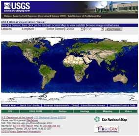 USGS Global Visualization Viewer (GLOVIS) http://glovis.usgs.gov/ GLOVIS is an interactive map similar to the National Map above. It allows you to view and order data for almost any area on the globe.