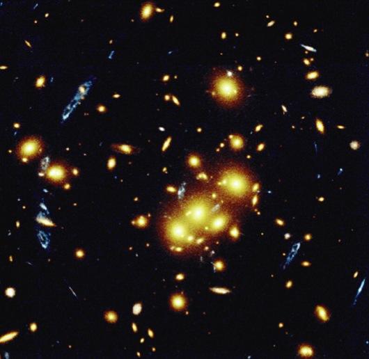 Data Set #2: Gravitational Lenses Dark (& luminous) matter warps space acts like a lens and distorts and magnifies the view of more distant galaxies We can use the images to reveal how much mass is