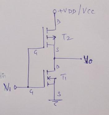 c) Draw and explain the working CMOS invertor with circuit