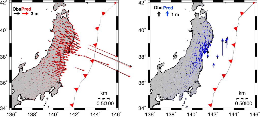 Seismic source modelling GPS and InSAR results have been combined in order to estimate the 3D displacements. We integrated the GPS displacement vectors provided by Piatanesi et al.