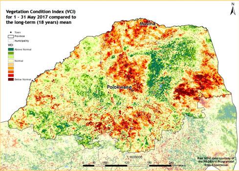 Figure 18 Figure 19: The VCI map for May indicates above-normal vegetation activity over the