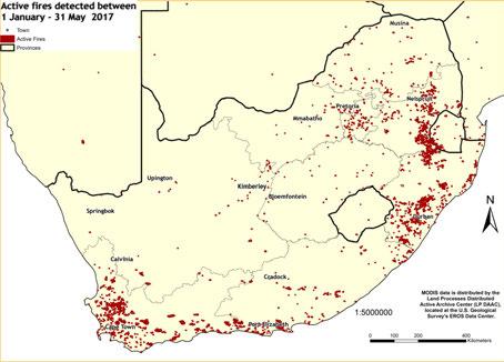 P A G E 17 P A G E 17 Figure 33: The graph shows the total number of active fires detected from 1 January - 31 May 2017 per province.