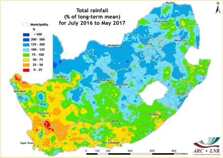 I S S U E 2 0 1 7-06 P A G E 3 Figure 1: Large parts of northeastern South Africa received rainfall totals in excess of 50 mm during May, reaching monthly totals in excess of 100 mm along the eastern