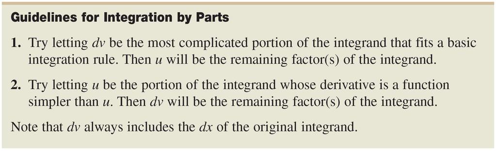 Intgration by Parts Following is th