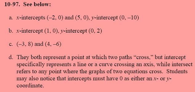 Algebra: 10.3.1: Intersect or Intercept? Name Solutions Block Date Bell Work: a. = 4 2 3 = 3 2 3(4 ) = 3 2 12 + 3 = 3 5 12 = 3 5 = 15 Solve each sstem b substitution or elimination.