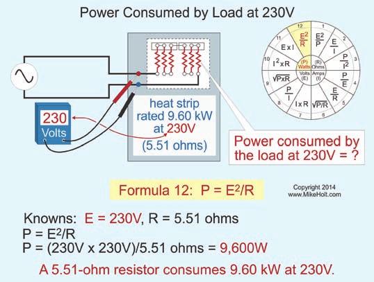 This means that if the voltage is doubled, the power will increase four times. If the voltage is decreased 50 percent, the power will decrease to 25 percent of its original value.